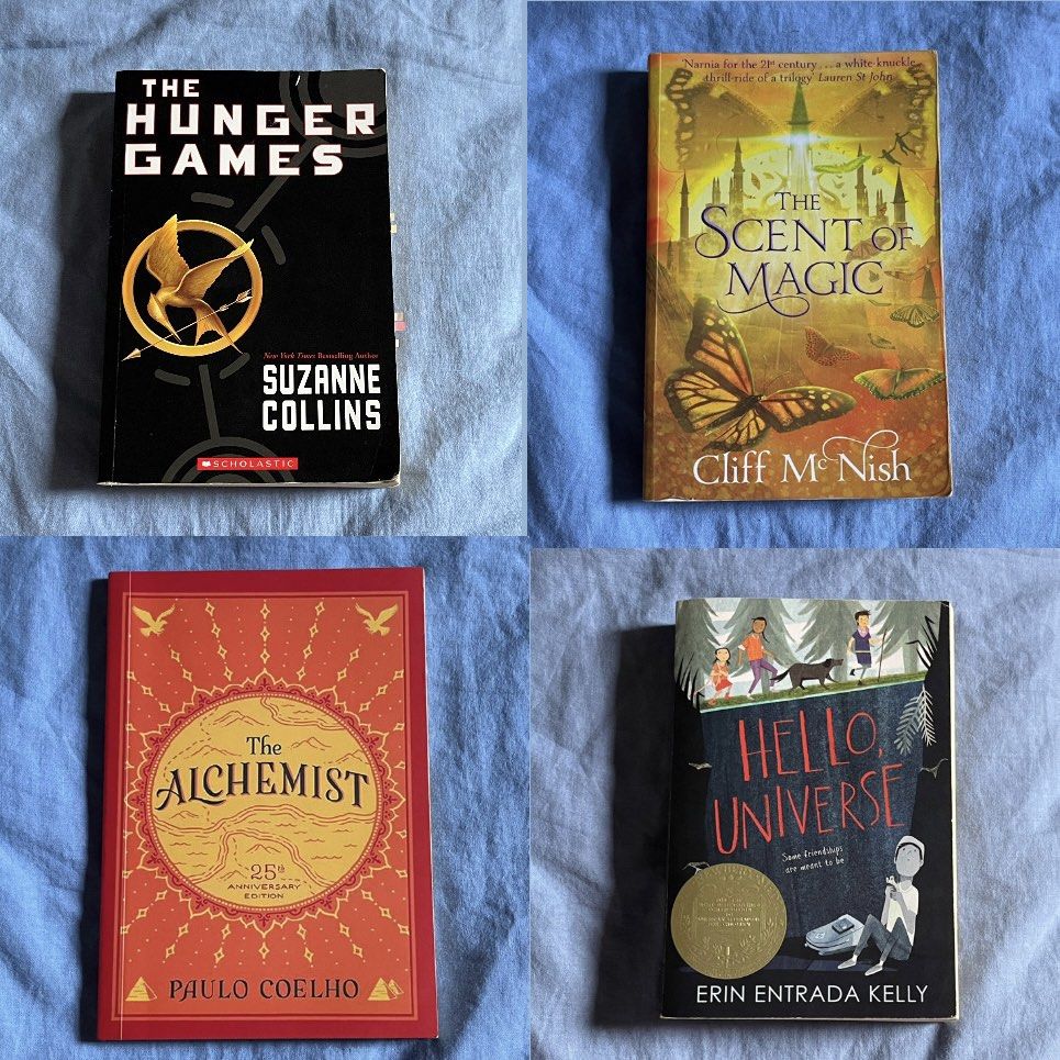 Book Set (Hunger Games, The Alchemist, etc.) (Category: Storybooks) located in Tagbilaran City. Submitted by esornilved (Listing ID 1440080673, Image 1). Description: WITH FREE PDF AND EBOOK OF THE ALCHEMIST! ALL BOOKS ARE ORIGINAL COPIES EXCEPT THE ALCHEMIST!!.