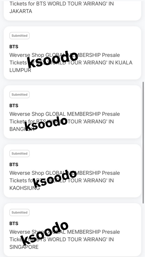 BTS Arirang World Tour ARMY Membership Code, Tickets & Vouchers, Event ...