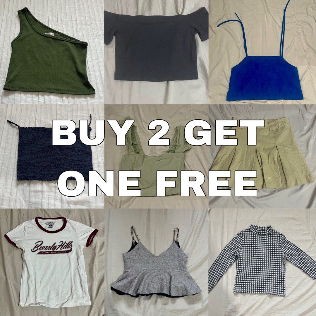 Buy 2 Get 1 Free Tops and bottoms Bundle (Category: Sets or Coordinates) located in Manila. Submitted by mxinii (Listing ID 1440159112, Image 1). Description: - Buy 2 Get 1 Free bundle deal! - applicable to all items on my account - free item will be cheapest item out of the 3 Ex: Item 1- 50 Item 2 - 125 Item 3 - 75 Free item: item 1 .