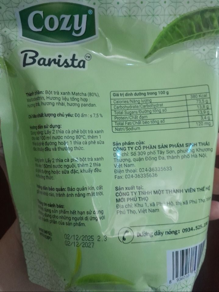 Cozy Barista Matcha Powder - 200g (Category: Beverages) located in Muntinlupa City. Submitted by justa.buncha.stuff (Listing ID 1440185636, Image 2). Description: Recently bought this at Da Nang Vietnam. 2 packs avalable on hand. * Please read thoroughly * NOTE: Contains 80% Matcha and 20% maltodextrin/flavoring. NOT SUITABLE FOR STRICT SUGAR-FREE/ DIABETIC DIETS. Perfect for cafe-style matcha lattes, bubble tea and baking. Expiration date: 2-12-