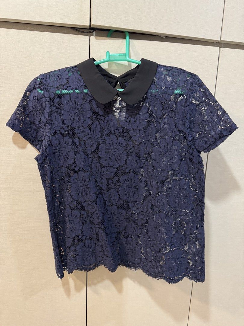 Dark Blue Laced Top (Medium) (Category: Blouses) located in Quezon City. Submitted by declutter_cts (Listing ID 1440158090, Image 1). Description: .