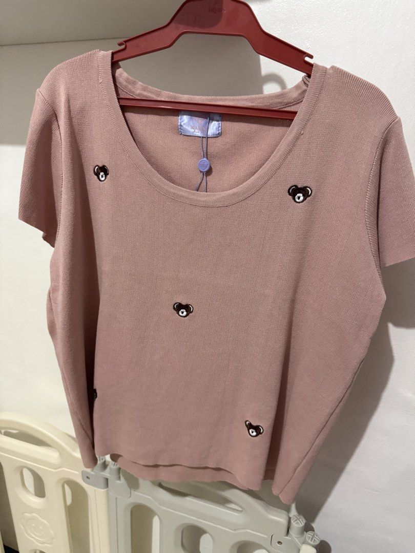 Embroidered Bear T-shirt old rose (Category: Shirts) located in Angeles City. Submitted by ericka_love_bryce (Listing ID 1440100717, Image 1). Description: - Adorable pink t-shirt - All-over embroidered bear pattern - Comfortable scoop neckline - Short sleeves - Subtle ribbed fabric texture - Perfect for a casual and playful outfit Fit up to xl.