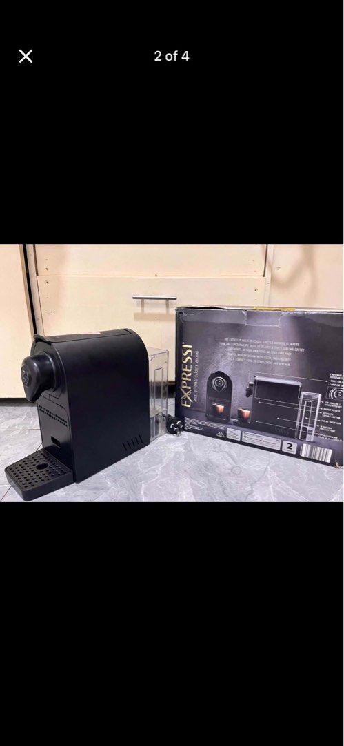 Expressi Multi-Beverage Capsule Coffee Machine - Black (Category: Coffee Machines & Makers) located in Cavite. Submitted by christinejm05 (Listing ID 1440037436, Image 1). Description: Espressi Multi-Beverage Capsule Coffee Machine – Black Compact and stylish capsule coffee machine in good condition. Perfect for quick and easy coffee at home or in the office. Features a sleek modern black design that fits neatly on any kitchen bench. Features: Co