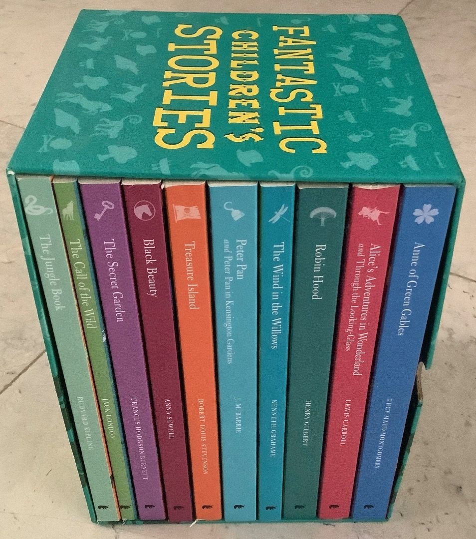 Fantastic Children’s Stories (Boxed Book Set) (Category: Children's Books) located in Pulilan. Submitted by babyleeka99.99 (Listing ID 1439993273, Image 1). Description: A set of 10 paperbound classic children’s story books .