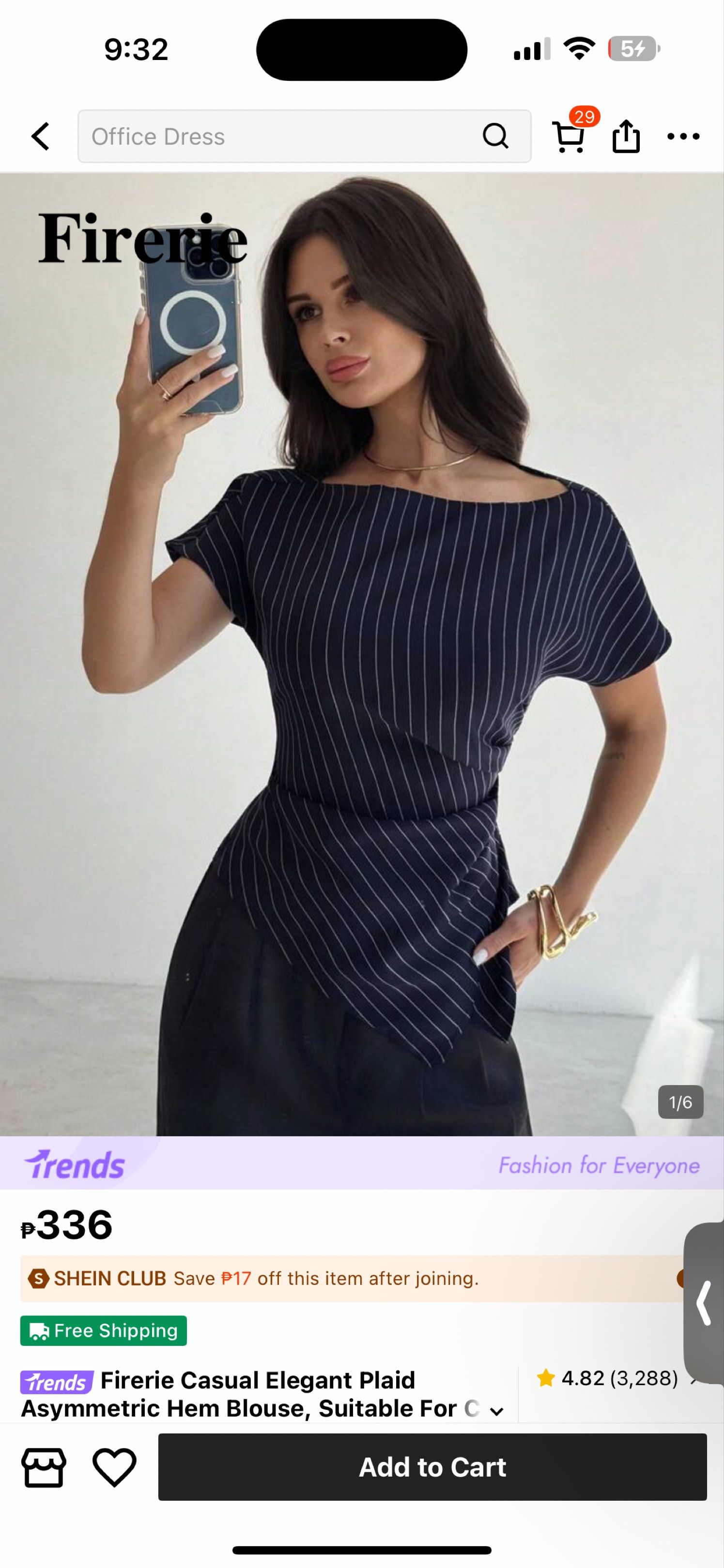 Firerie Casual Elegant Plaid Asymmetric Hem Blouse (Category: Blouses) located in Tarlac. Submitted by declutteringriri (Listing ID 1440172953, Image 1). Description: Sinukat lang once -in good condition .