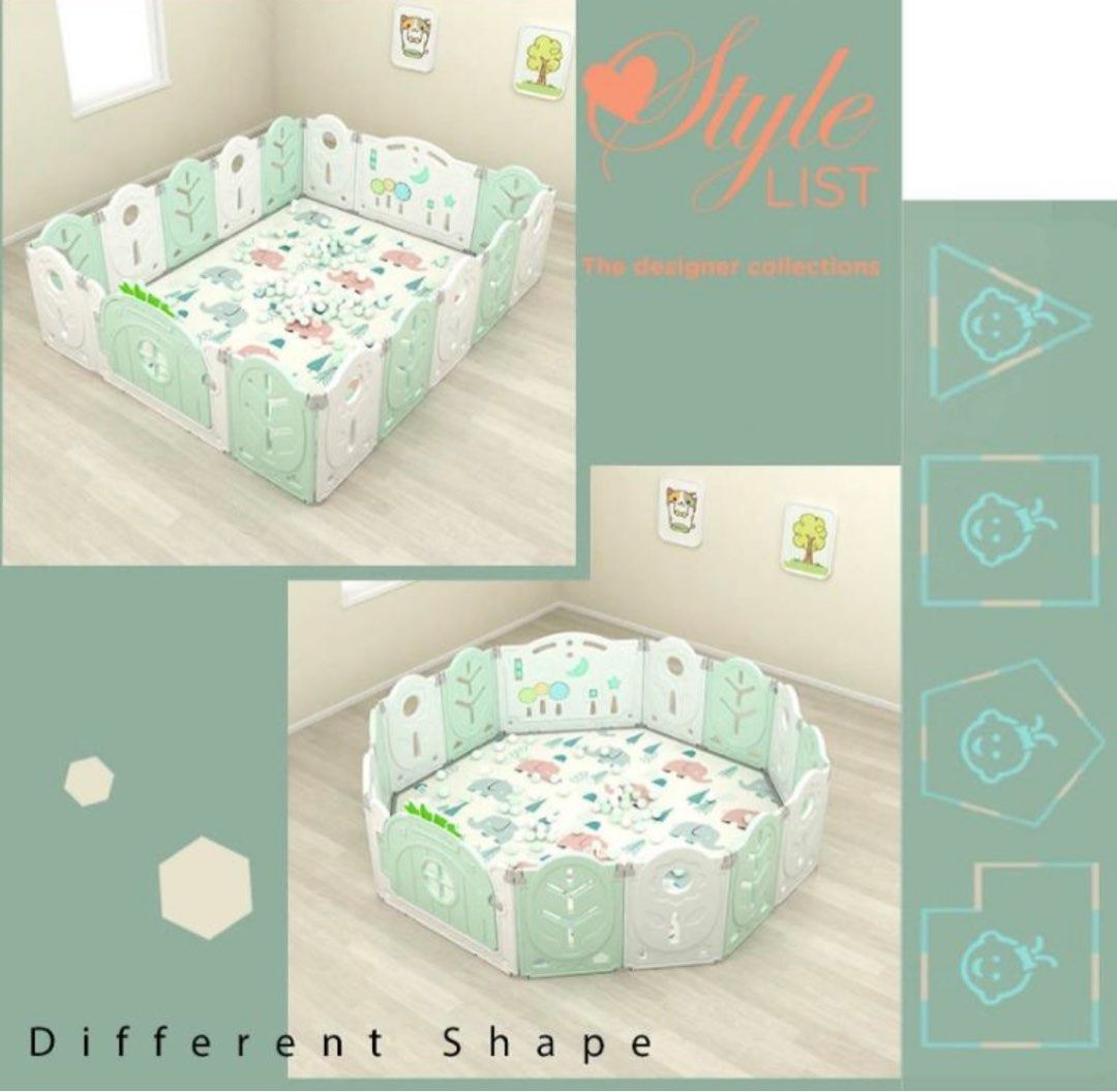 Move out sale: Forest Lodge Kids Playpen with Basketball Hoop, Babies ...