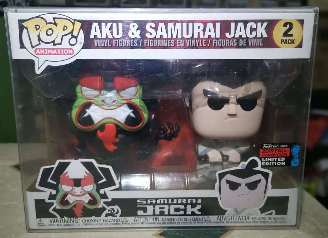 Funko Pop Animation Aku & Samurai Jack 2 Pack Limited Edition (Category: Designer & Blind Box Toys) located in San Pedro. Submitted by oopsiboughtanotherpop-oibap (Listing ID 1440000370, Image 1). Description: - Funko Pop! Animation 2-pack - Features Aku and Samurai Jack - Limited Edition: 2019 Fall Convention Exclusive - Includes vinyl figures of both characters.