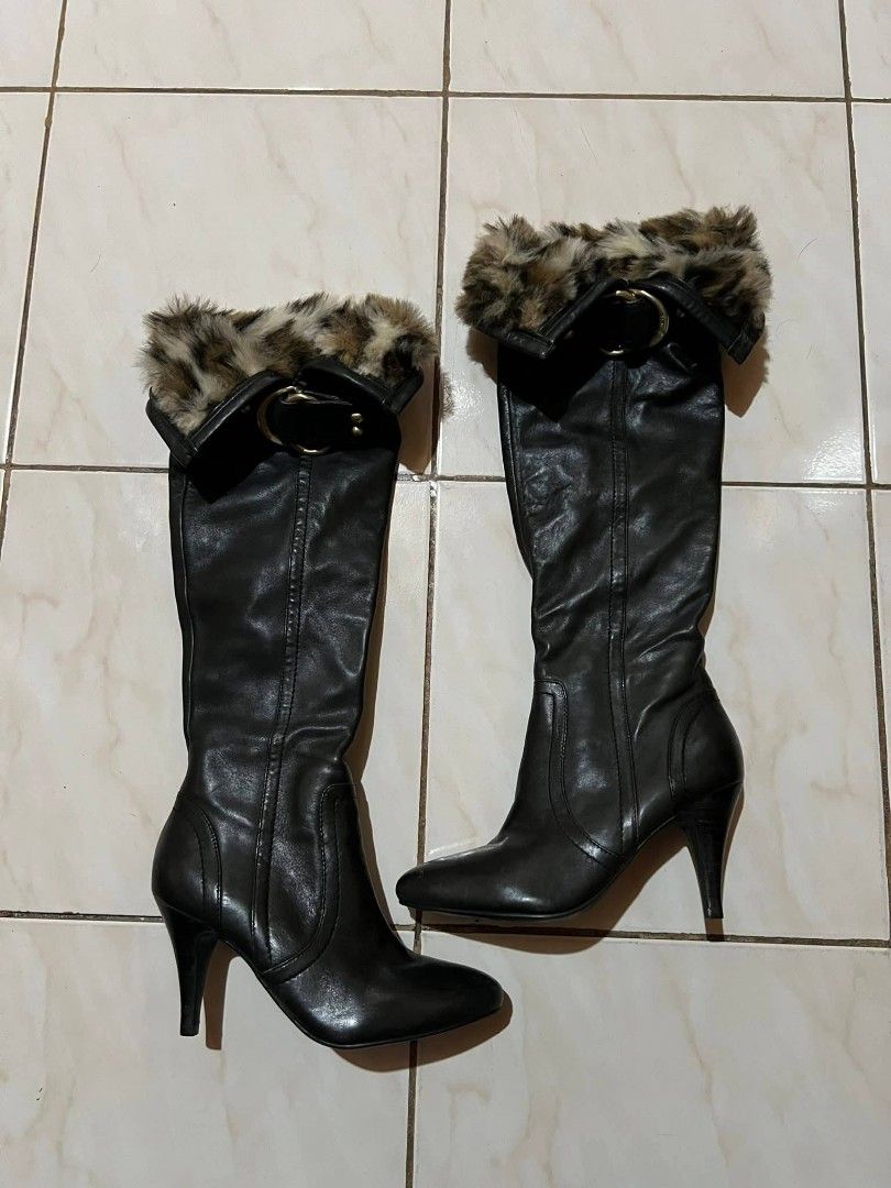 GUESS Leopard Faux Fur Over the Knee Logo Ring Boots (Category: Boots) located in Manila. Submitted by violafinds (Listing ID 1440185030, Image 2). Description: .