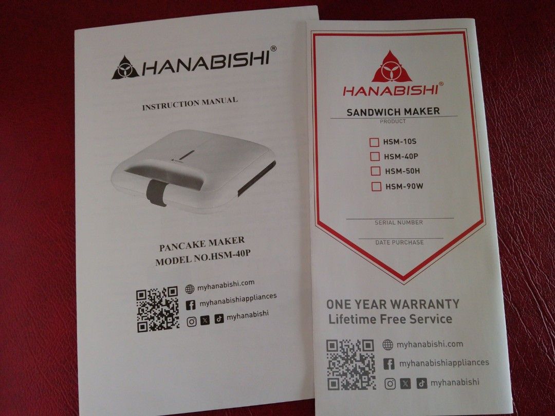 Hanabishi Pancake Maker HSM-40P (Category: Other Kitchen Appliances) located in Manila. Submitted by pat_buynsell_declutter (Listing ID 1440004973, Image 2). Description: - Effortlessly make delicious pancakes with the Hanabishi Pancake Maker. - Features non-stick plates for quick and easy cleaning. - Equipped with a locking latch for safe and secure operation. - Ideal for preparing fast and simple breakfasts or snacks. - Comes complete with an i