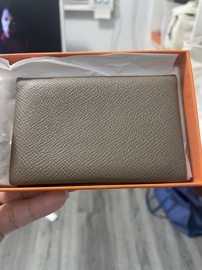 Hermes Calvi Cardholder Etoupe (Category: Wallets & Card holders) located in Quezon City. Submitted by cheechchong (Listing ID 1440163356, Image 1). Description: With box Stamp D .