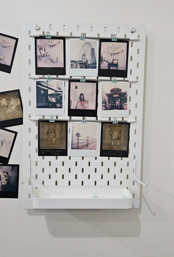 Ikea SKÅDIS White Pegboard (Category: Wall Decor) located in Mandaluyong City. Submitted by jenny_twixie (Listing ID 1440166729, Image 1). Description: Selling my SKÅDIS PegBoard, white (36x56cm) following accessories included: Hook, white - 2 pcs Elasctic cord, gray - 3 pcs Shelf, white - 1 pc.