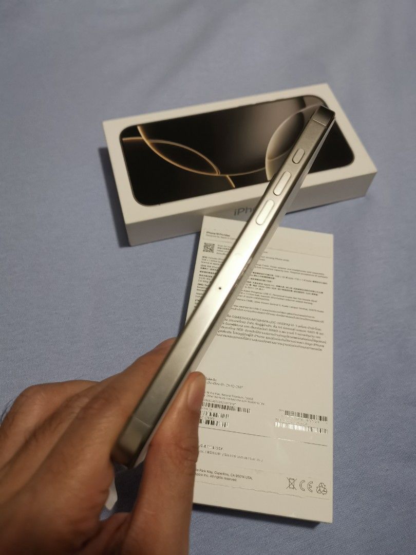 Iphone 16 promax 256gb NTC complete open for swap (Category: iPhone 16 Series) located in Quezon City. Submitted by r.g.s (Listing ID 1440019871, Image 2). Description: SALE OR SWAP iPhone 16 Promax 256gb NTC Complete package Natural titanium No issues 90% battery health With original tempered glass worth 1.2k Case worth 2.5k Swapping price is higher than my selling price Meet up only.
