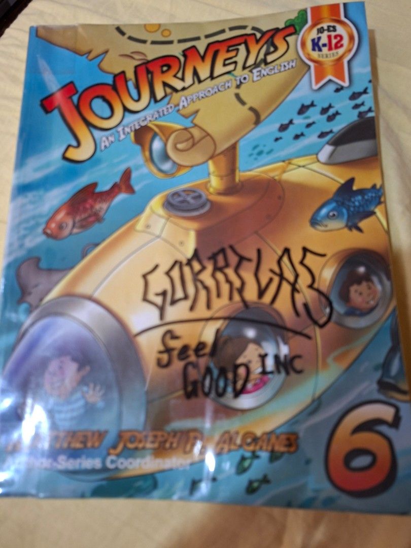 Journeys K-12 Grade 6 Educational Book (Category: Textbooks) located in Quezon City. Submitted by Chingkit7 (Listing ID 1440069574, Image 1). Description: - with writings on few pages (pls see 2nd to 5th pics) - the pentel writing in the cover page is just on the plastic cover - Journeys K-12 Grade 6 educational book.