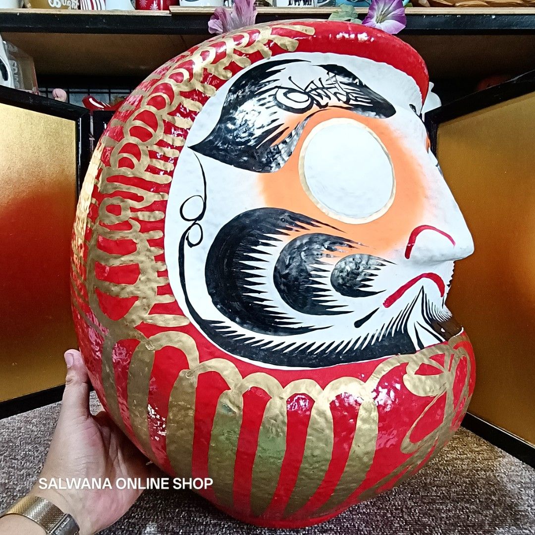 JUMBO LUCKY DARUMA SOLID PAPER MACHE HOME DECOR • JAPAN SURPLUS (Category: Other Home Decor) located in Mabalacat. Submitted by salwanaonlineshop (Listing ID 1440030261, Image 2). Description: JUMBO LUCKY DARUMA SOLID PAPER MACHE HOME DECOR • JAPAN SURPLUS 🇯🇵 Used - Good Condition 🇯🇵 16.5" Tall x 14.5"L x 14"W 🇯🇵 1.9kg 🇯🇵 Solid Paper mache 🇯🇵 No issue 🇯🇵 Japan Source 🇯🇵 ₱1,950 Daruma dolls are used and cherished as a symbol of good 