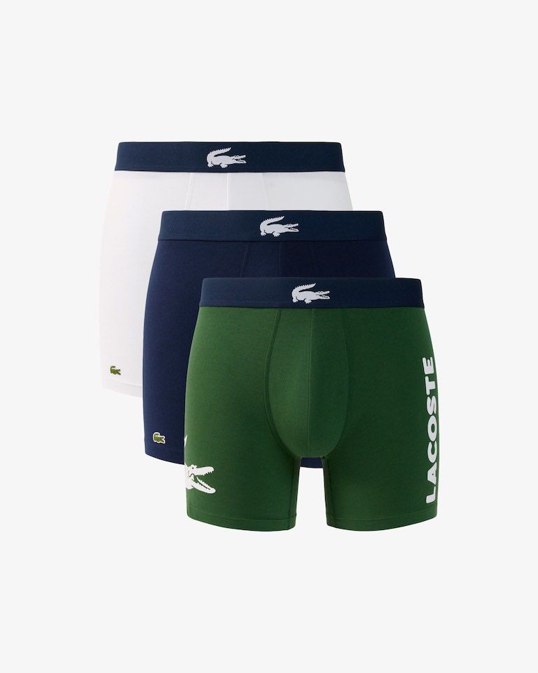 Lacoste Cotton Stretch Trunk Underwear 3 Pack (Category: Underwear) located in Pasig City. Submitted by shopwithelle__ (Listing ID 1440153040, Image 2). Description: - 3-pack of Lacoste Cotton Stretch Trunks - Made from ultra-comfortable, soft, and breathable stretch cotton - Features a branded elastic waistband with the iconic Lacoste logo - Regular fit, adapted for everyday wear and sports.