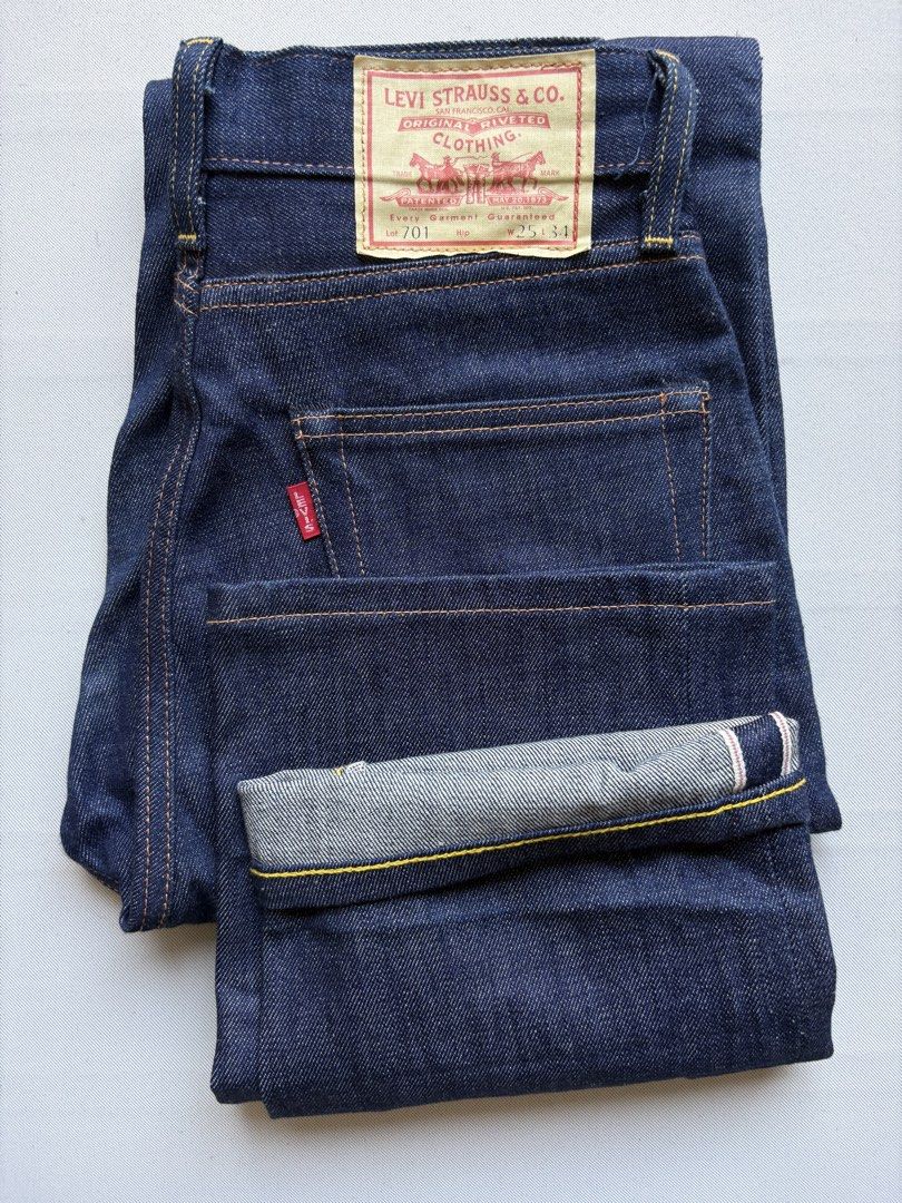 LVC LEVIS 701 Selvedge Denim Pants (Category: Jeans) located in Baguio. Submitted by viibodegaaa (Listing ID 1440183724, Image 1). Description: Item: LVC LEVIS 701 Selvedge Denim Pants Size: 25 Waist: 13’ Rise: 13’ Thigh: 11’ Inseam: 35’ Length: 46.5’ Leg opening: 8’ Price: 2880.