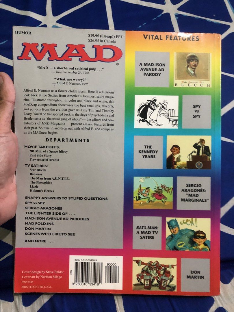 MAD Magazine Mad about the sixties (Category: Comics & Manga) located in Quezon City. Submitted by markgolveo (Listing ID 1440072197, Image 3). Description: MAD Magazine Mad about the sixties.