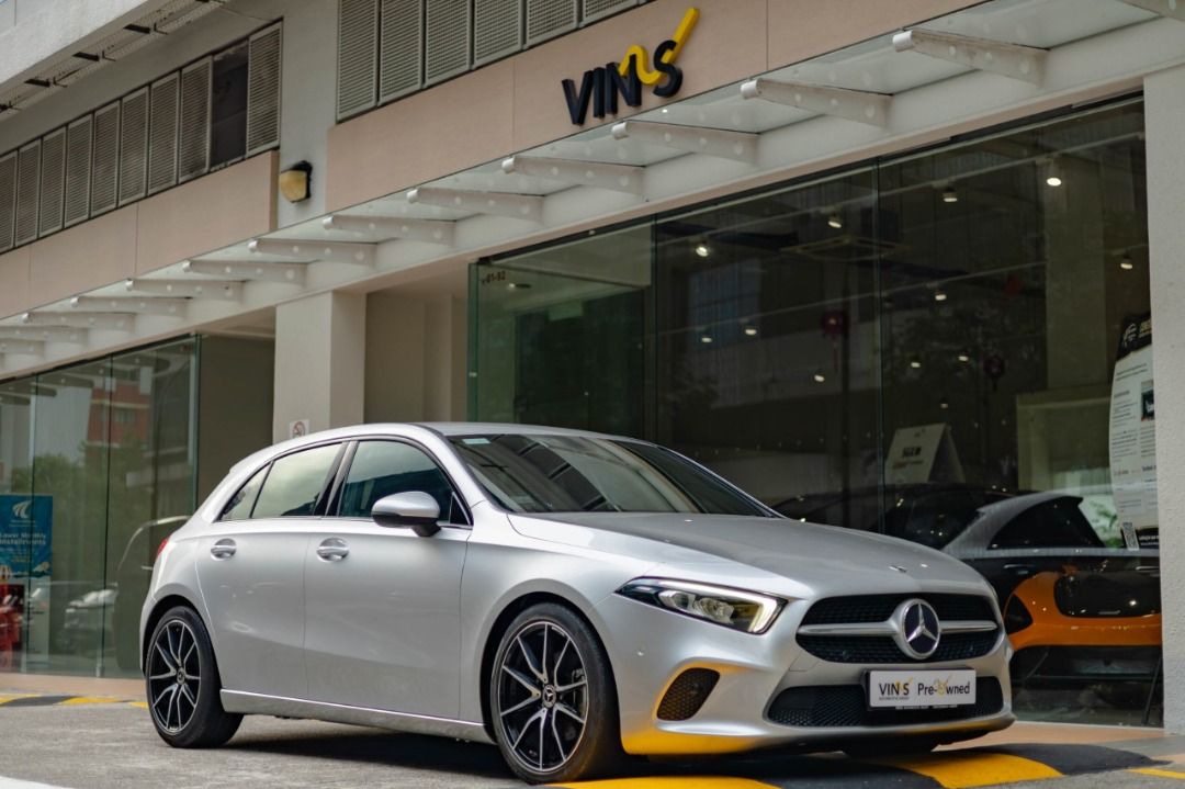 Mercedes-Benz A-Class A200 Progressive Auto (Category: Used Cars) located in Singapore. Submitted by vinsautogroup (Listing ID 1440012509, Image 1). Description: Vehicle Features: 1.3l 4 cylinder inline 16v turbocharged engine, 7g-DCT, producing 160bhp, paddle shifter, cruise control, multi function steering, keyless entry/start Accessories: Apple CarPlay & Android Auto, memory seats, ambient lighting, multi function steering, cruise control, key