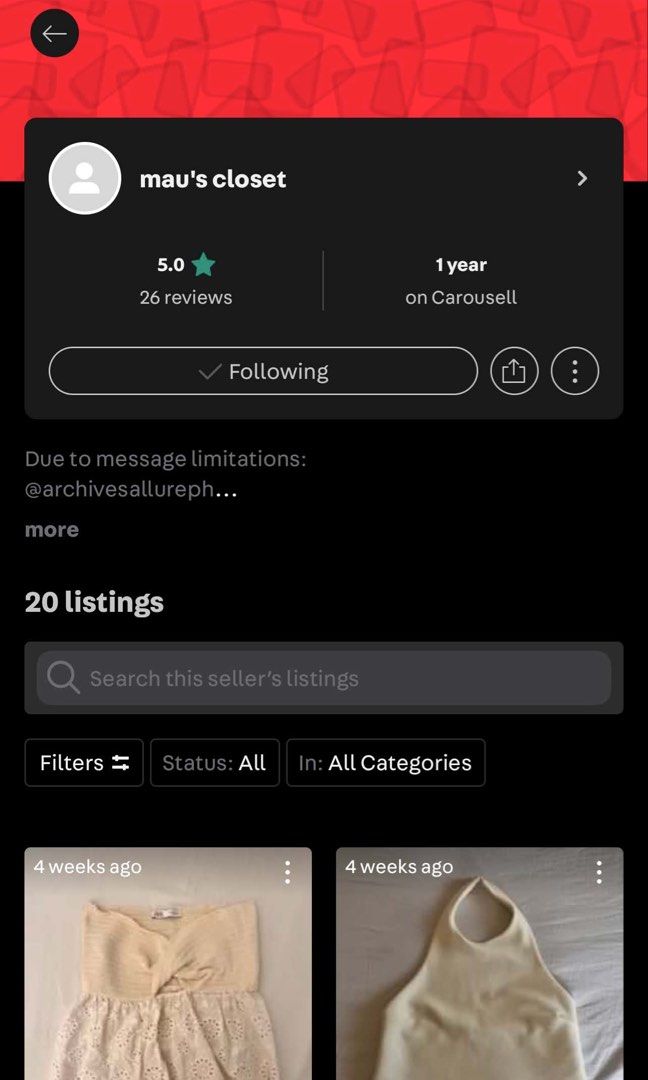 My Reviews from old acc (Category: Shoulder Bags) located in Las Pinas. Submitted by maureendeclutterings2 (Listing ID 1440118492, Image 1). Description: screenshot of reviews..