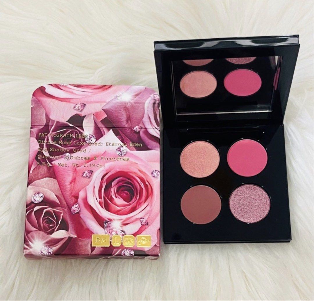 PAT McGRATH DEVINE ROSE LUXY & ETERNAL EDEN SHADOW QUAD 5.6G (Category: Makeup) located in San Juan City. Submitted by cashfrancefashioncosmetics_ph (Listing ID 1439997708, Image 2). Description: ‼️PAT McGRATH DEVINE ROSE LUXY & ETERNAL EDEN SHADOW QUAD 5.6G SHADES ETERNAL EDEN Two Major Finishes Luxurious Cream Formulation Highly Blendable Shades Forbidden Fruit Pink Mystique Temptation Earthly Delight.