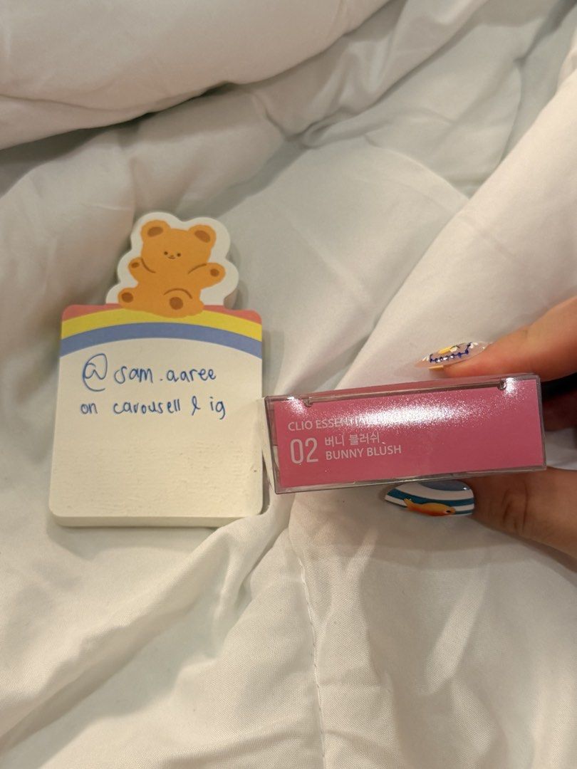 SEALED CLIO Essential Lip & Cheek 02 Bunny Blush (Category: Makeup) located in Manila. Submitted by sam.claree (Listing ID 1440171070, Image 2). Description: SEALED CLIO Essential Lip & Cheek - Shade: 02 Bunny Blush - never opened rfs: extra shade bought from tokyo, donki.