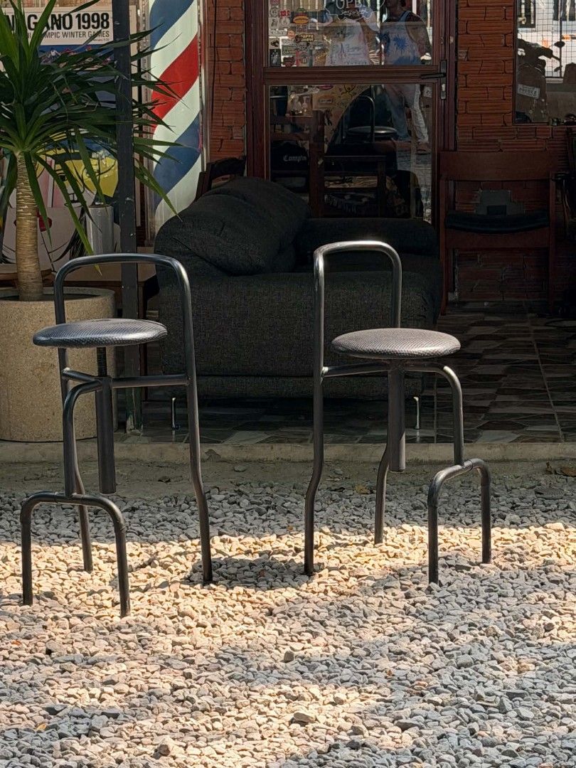 Set of 2 Metal Bar Stools with Backrest (Category: Chairs) located in Valenzuela. Submitted by upcycle_things (Listing ID 1440106744, Image 1). Description: - Set of 2 modern metal bar stools - Sleek design with comfortable backrest - Circular, textured seat for added grip - Durable and sturdy metal frame - Ideal for home bar, kitchen counter, or cafe - Minimalist aesthetic complements various interior styles.