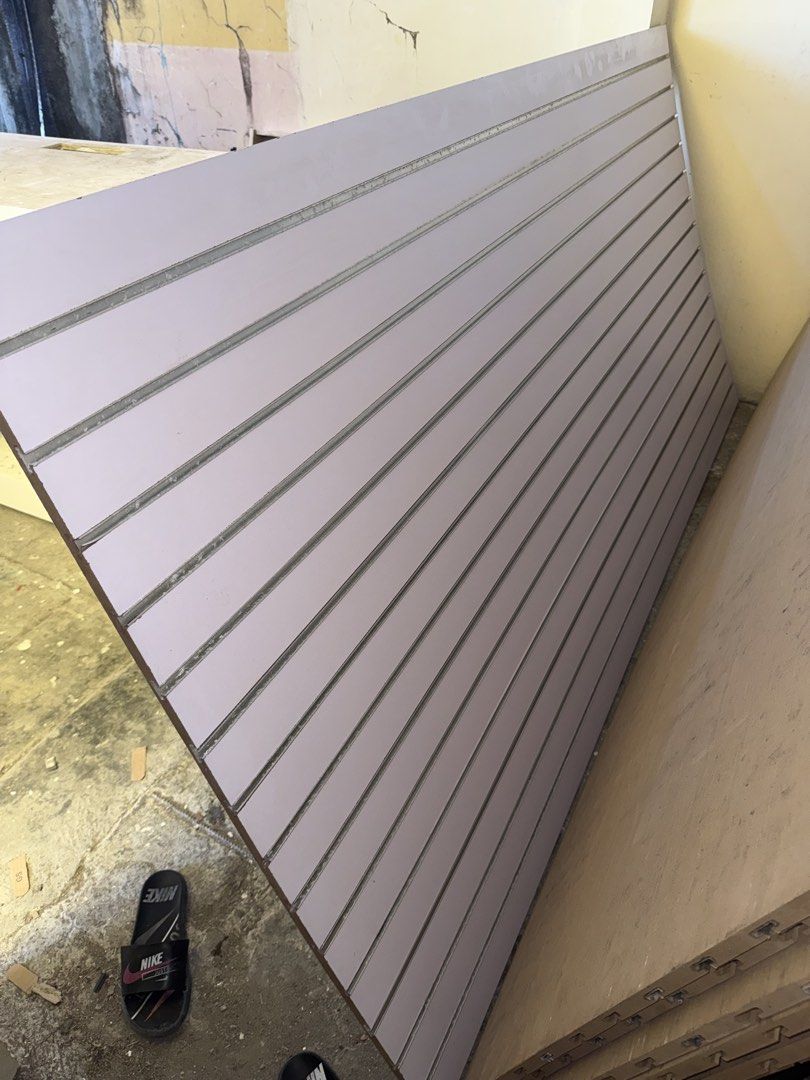 Slotted Board wall panel (Category: Construction & Building Materials) located in Makati City. Submitted by grand_emaster (Listing ID 1440140033, Image 2). Description: Brand new Slotted Board Panel Wall Details: 14 lines - 2,500 only! 4 feet x 8 feet Slightly Negotiable if 2 or more. Loc: Lucena, Quezon Province.
