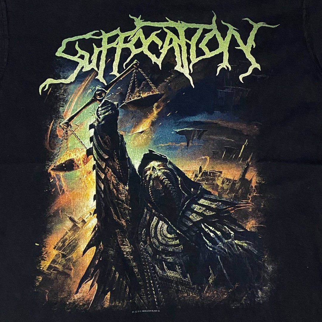 Suffocation (Category: Tshirts & Polo Shirts) located in Kampong Gajah. Submitted by twohornsthrift (Listing ID 1440117605, Image 3). Description: Death metal band suffocation Size : M Measurement : 20” X 27” Tag : blast! Merch Condition : 9.5/10 like new Copyright : 2013 nuclear blast.