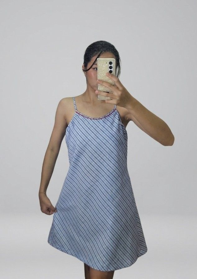 Summer Strappy Mini Sundress in Blue (Category: Dresses) located in Pasig City. Submitted by mrgsarhives (Listing ID 1440067248, Image 1). Description: Summer Strappy Mini Sundress in Blue 🎀price is negotiable rfs: decluttering size: xs-m.
