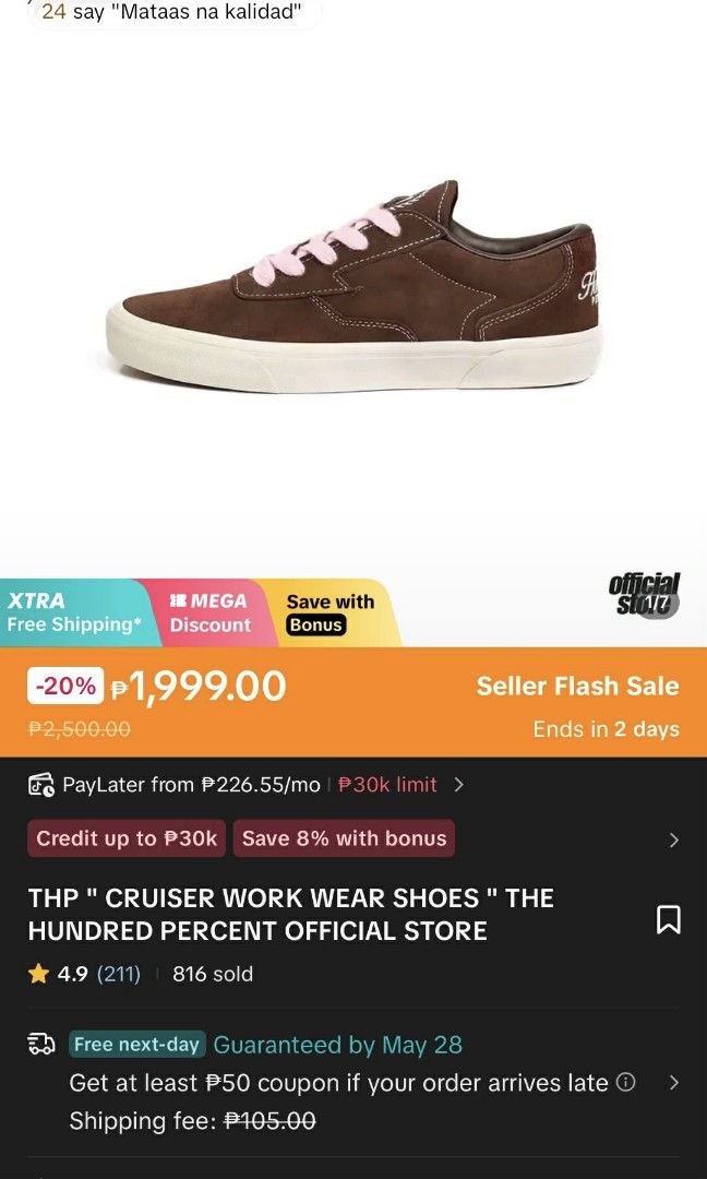 The Hundred Percent "Cruiser Work" Shoes (Category: Sneakers) located in Bulacan. Submitted by snkrmntlty (Listing ID 1440039169, Image 2). Description: The Hundred Percent "Cruiser Work" Shoes Brandnew with OG Box 1499 Only. Size 10.5 Free Off-White Laces. Brandnew Rfs : change of plans Baliuag Bulacan Location MOP : Gcash/BPI MOD: Lalamove or LBC (weekend only).