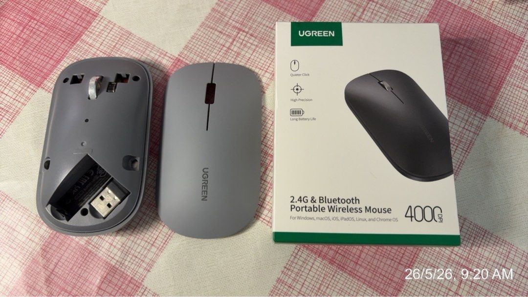 UGREEN 2.4G & Bluetooth Silent Click Wireless Mouse - Grey464486167049687040