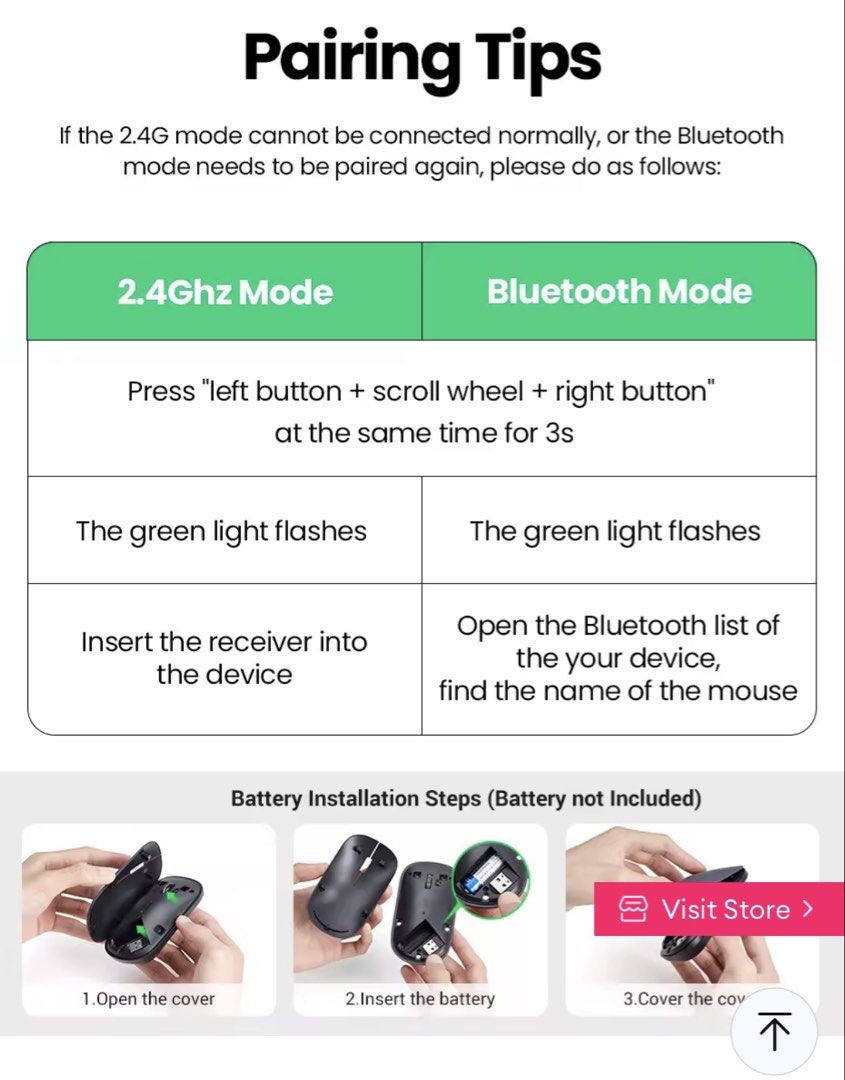 UGREEN 2.4G & Bluetooth Silent Click Wireless Mouse - Grey464486167049687044