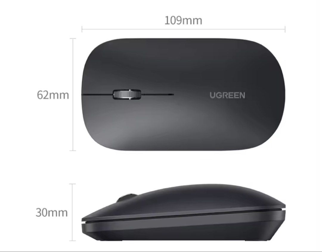 UGREEN 2.4G & Bluetooth Silent Click Wireless Mouse - Grey464486167049687043