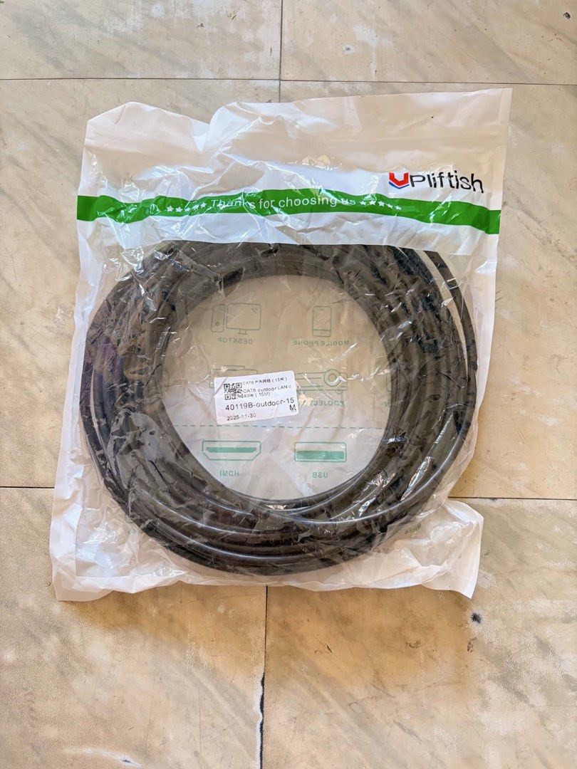 UPLIFISH HDMI Cable - High Speed (Category: Cables & Adaptors) located in Mandaluyong City. Submitted by mbermundo878372 (Listing ID 1440147151, Image 1). Description: For sale Lan cable Brand new ₱150 only - High-quality UPLIFISH HDMI cable for seamless connectivity. - Compatible with laptops, mobile phones, desktops, game consoles, televisions, projectors, printers, and cameras. - Durable construction ensures reliable and long-lasting performan