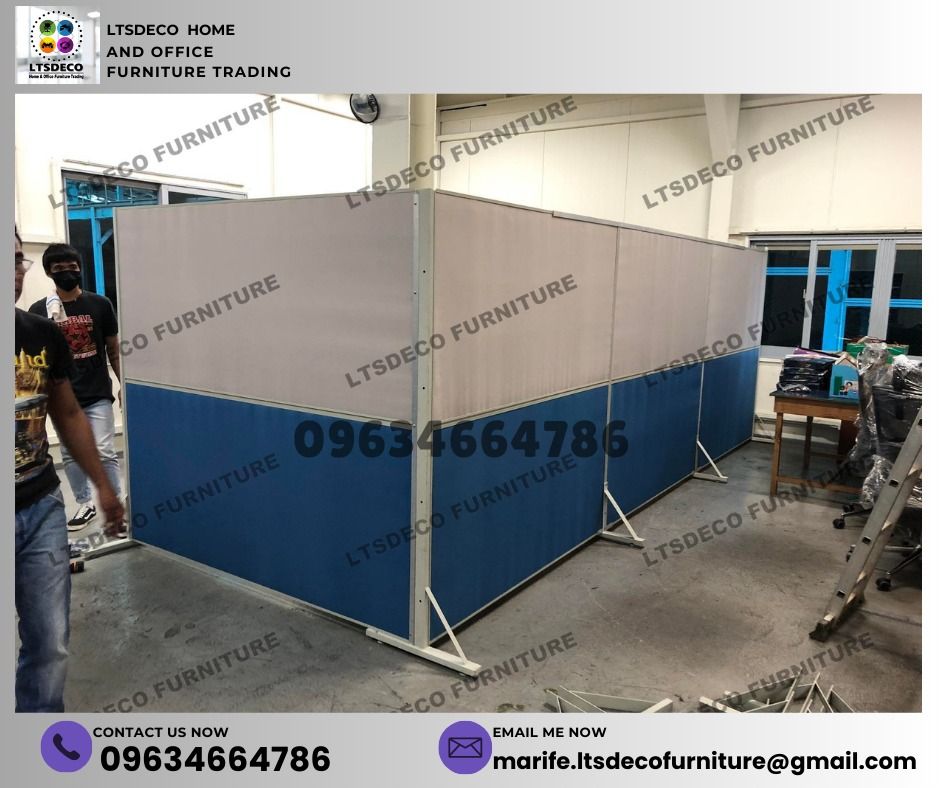 WALL PANEL DIVIDER OFFICE PARTITION FURNITURES (Category: Office Furniture & Fixtures) located in Caloocan City. Submitted by cheska.ltsdeco (Listing ID 1439996778, Image 1). Description: For inquiries, quotations, estimates, and orders, please contact us for faster transactions or kindly send your floor plan layout via email. 👩‍💼 Look for Ms. 𝐋𝐈𝐑𝐀𝐀 Sales Executive - 📞 V I B E R NUMBER: 𝟎𝟗𝟔𝟑𝟒𝟔𝟔𝟒𝟕𝟖𝟔 📞 W H A T S APP NUMBER: 𝟎𝟗