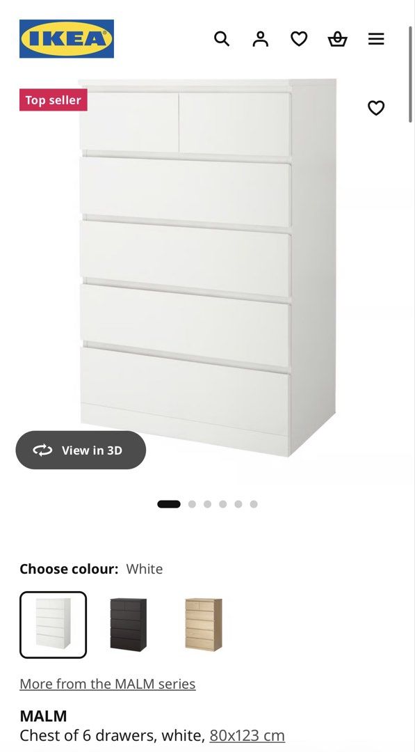 White drawer with heart knobs (Category: Shelves, Cabinets & Racks) located in Singapore. Submitted by anothersilenthuman (Listing ID 1440143350, Image 2). Description: IKEA MALM (modified - doorknobs) 80cm(w)x48cm(d)x 123cm(h) selling as I am getting a different colour drawer. pick up or delivery (can arrange lalamove).