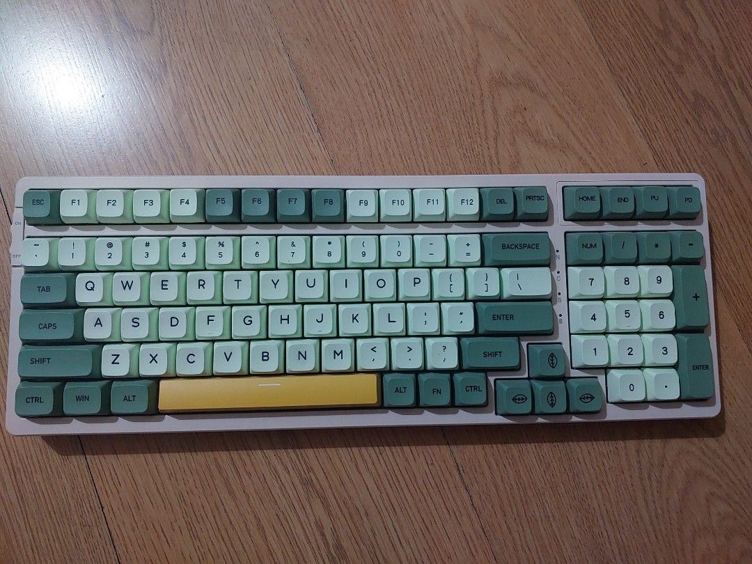 Wireless Mechanical Keyboard (hot swappable) & Ergonomic Silent Keyboard (Category: Computer Keyboard) located in Pasig City. Submitted by el.nica (Listing ID 1430606866, Image 3). Description: Hello Carousell-mates! 👋 Welcome to my listing 😊 Selling a bundle Keyboard: # 1 ➛CPSTECH K96 Wireless Mechanical Keyboard in Cheese Colour (SRP ₱1,600 # 2 ➛ Keycaps English Version in Matcha Colour (purchased separately SRP ₱800+) # 3 ➛ Wisecart Ergonomi