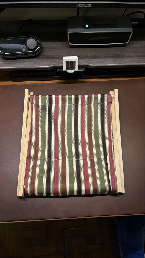Wooden Frame with Striped Fabric Basket (Category: Storage Boxes & Baskets) located in San Juan City. Submitted by kaelarafer (Listing ID 1440130950, Image 1). Description: Wooden Frame with Striped Fabric Basket Well-used; no flaws, just needs cleaning RFS: Decluttering .