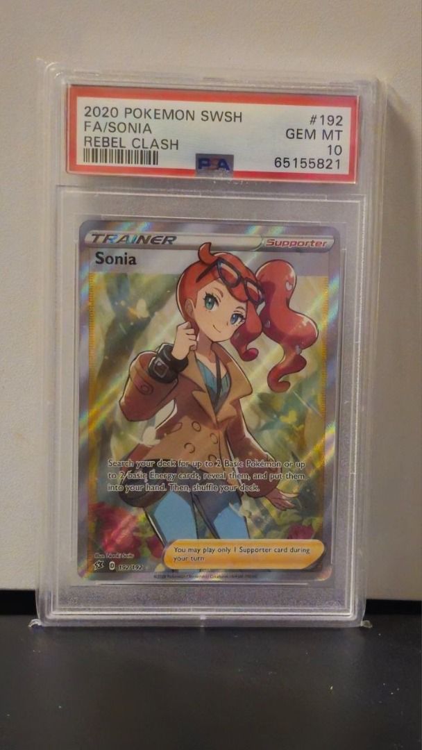 2020 Pokemon FA Sonia SWSH Rebel Clash PSA 10 full art trainer, Hobbies ...