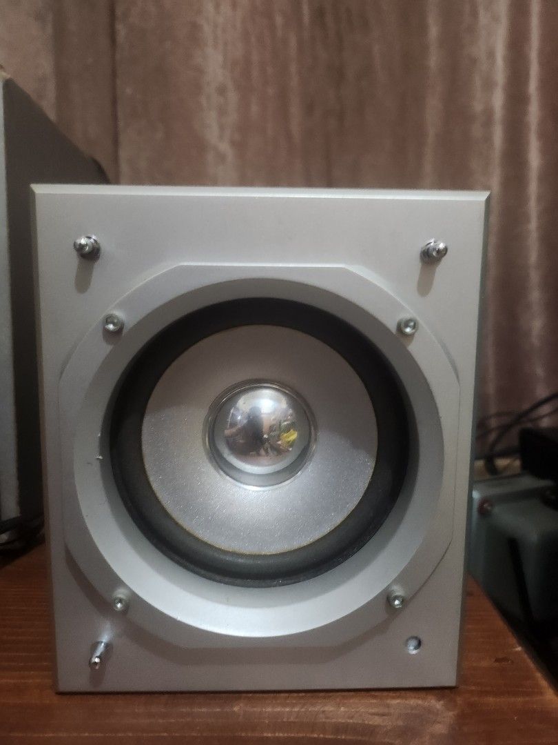 2.1 Speaker System with active subwoofer (Category: Soundbars, Speakers & Amplifiers) located in Taguig. Submitted by sellout2ny (Listing ID 1440288182, Image 2). Description: 750 pesos - 2.1 Speaker System (2 satellite speakers + 1 subwoofer) - Convenient front controls for volume, bass ans 3d on subwoofer - RCA connection - 30W Power Output - Input Voltage: 100V, needs transformer - Tested and confirmed working.