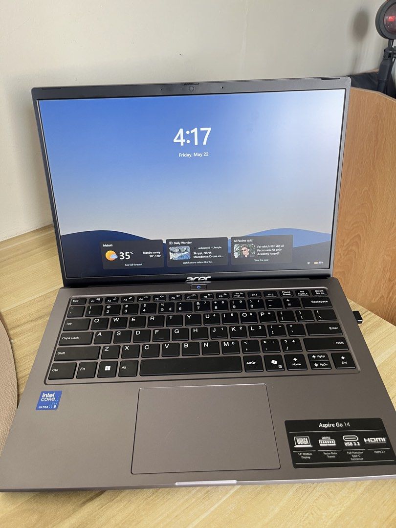 Acer Aspire Go 14 Laptop (Category: Laptops & Notebooks) located in Manila. Submitted by dariio (Listing ID 1440206240, Image 3). Description: All specification on photos Under warranty and microsoft installed Gagamitin na lang. RFS: Upgrading. 2 week old pa lang po (BRAND NEW) Meet up: Guadalupe MRT Sure buyer will give discount. .