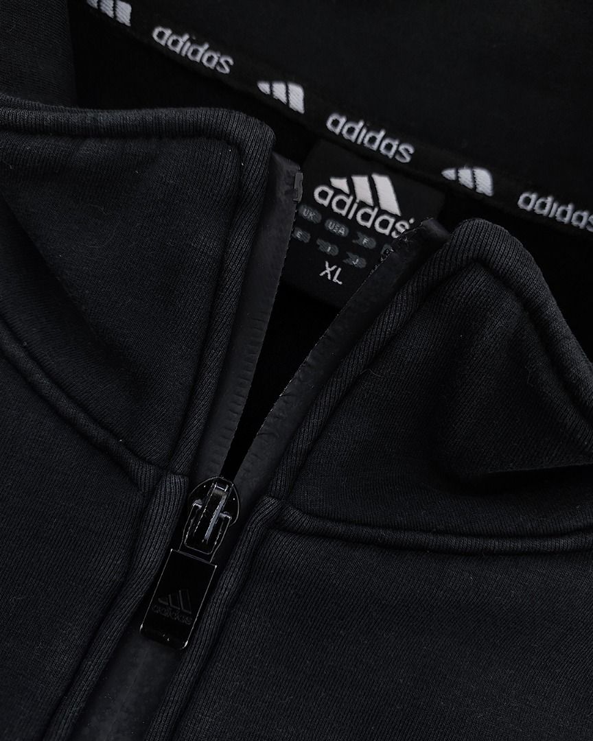 ADIDAS BLACK FULL-ZIP JACKET (Category: Coats, Jackets and Outerwear) located in Naga. Submitted by vision.zeroarchive (Listing ID 1440213441, Image 3). Description: 🔸 Tag Size: XL 📏 Length: 27.5 in | Width: 21.5 in ✨ Condition: 9/10 📝 Notes: Shows a clean, natural tonal fade along the edges and seams, adding to its archival character ━━━━━━━━━━━━━━━━━━ 💰 MINE: ₱349 ⚡ Excludes shipping fee (+SF) ━━━━━━━━━━━━━━━━━━ ⚠️ QUICK NOTES: • Manage you