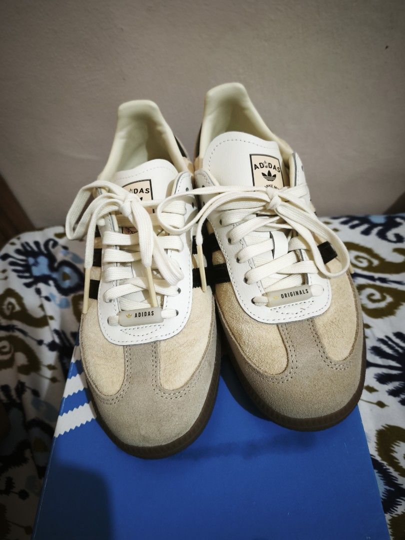 Adidas OG Samba Bubble Tea - Taipei (Category: Sneakers) located in Lucena. Submitted by fabfinder (Listing ID 1440364842, Image 1). Description: - Adidas Original Samba sneakers Bubble Tea - Color: Cream and grey suede with black stripes - Features: Classic gum sole - Includes: Original box - Ideal for: Casual wear and everyday style bought in Taipei Feb this yr (2026) used twice looks new pics don't do justice.