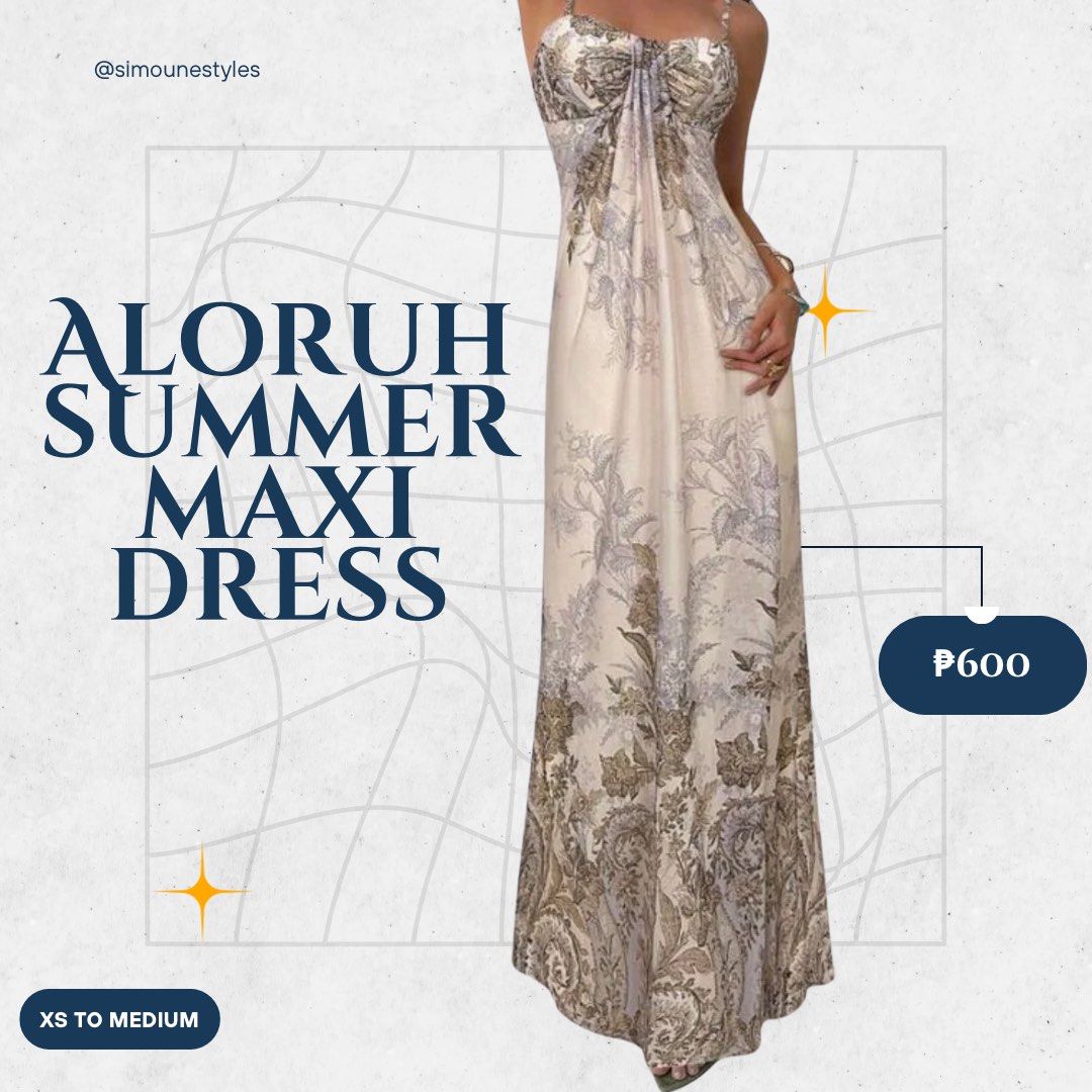 Aloruh Summer Maxi Dress (Category: Dresses) located in Manila. Submitted by simounestyles (Listing ID 1440221325, Image 1). Description: - bought in S. hein for ₱735 - havent worn since its too long for me but the fit is AMAZING - one of the best dresses ive ever owned but havent used kasi nga its too long 🥲.