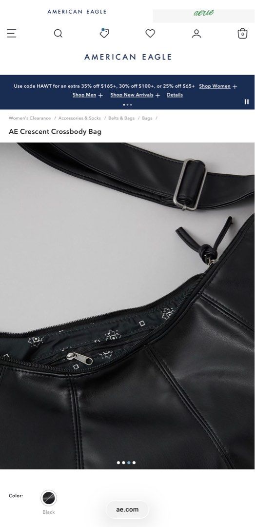 American Eagle Outfitters Crescent Bag CA Taille Unique (Category: Luxury Bags & Wallets) located in Quezon City. Submitted by leonidabert (Listing ID 1440297688, Image 3). Description: American Eagle Outfitters Crescent Bag CA Taille Unique The Details - Carry yourself in style. - Adjustable shoulder strap - Top zip closure - Multiple interior pockets Materials & Care - 100% Polyurethane - Machine wash - Imported #sale #bag #discounted #imported