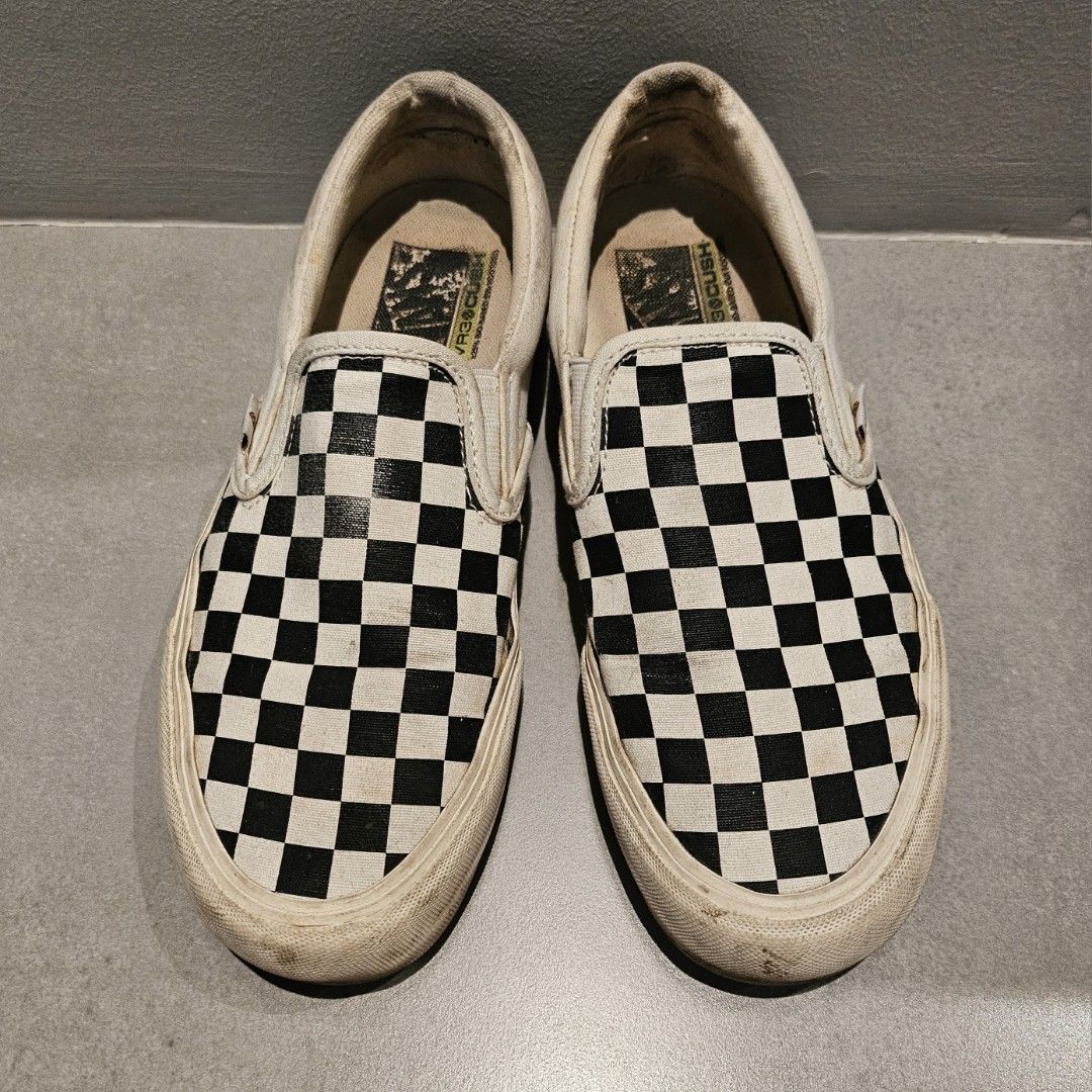 Authentic Vans Checkerboard Slip-On Shoes VR3Cush (Category: Sneakers) located in Taguig. Submitted by mesimpleshop (Listing ID 1440283247, Image 1). Description: 100% Authentic Size: M8/W9.5 EUR40.5 - Classic Vans checkerboard slip-on style - Features VR3 Cush insole for enhanced comfort - Signs of wear on soles and fabric (as pictured) - Needs cleaning/repair but plenty of life remaining for everyday use.