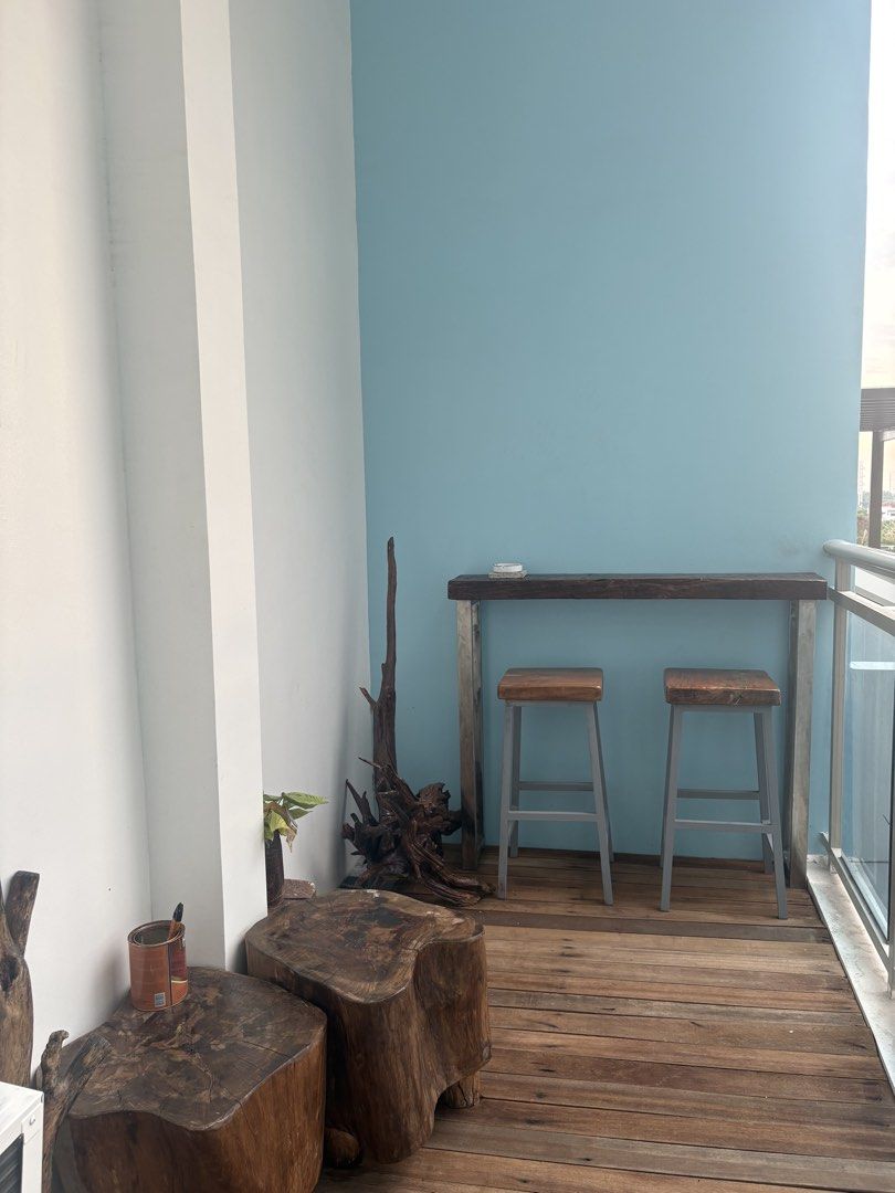 Bar table + 2 bar stools , 4ft long table using antique wood (Category: Tables & Sets) located in Pasig City. Submitted by casambhomedecors (Listing ID 1440248826, Image 1). Description: .