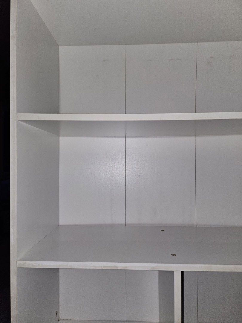 Bookshelf/Bookshelves (White) (Category: Shelves, Cabinets & Racks) located in Manila. Submitted by plotandtales (Listing ID 1440123236, Image 2). Description: Price for 1 shelf only (2 of 3 shelves sold) Height: 158 cm Length: 60 cm Width: 24 cm Shelves was used to store hardbound books and boxed sets. Location: Manila near Malacañang.