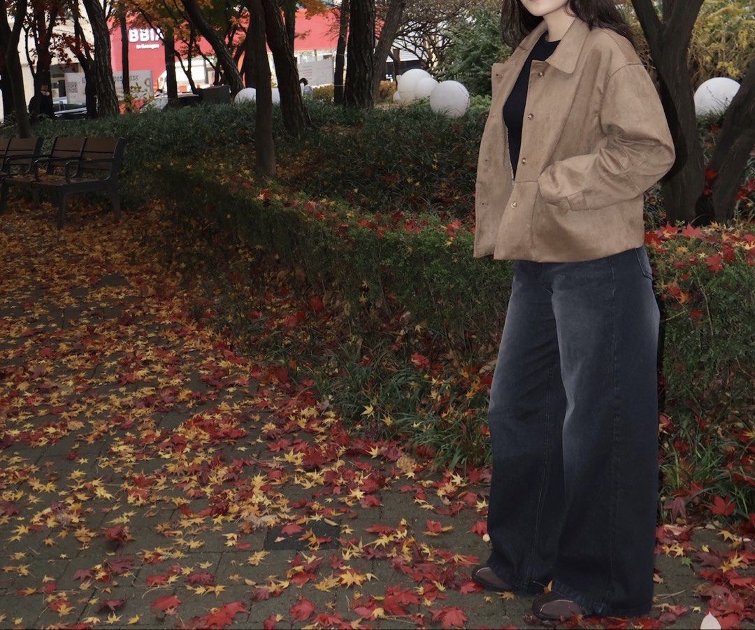 Brown Suede Jacket (Category: Coats, Jackets and Outerwear) located in Makati City. Submitted by eul.loved (Listing ID 1440256230, Image 1). Description: Bought in South Korea. Only used once. .