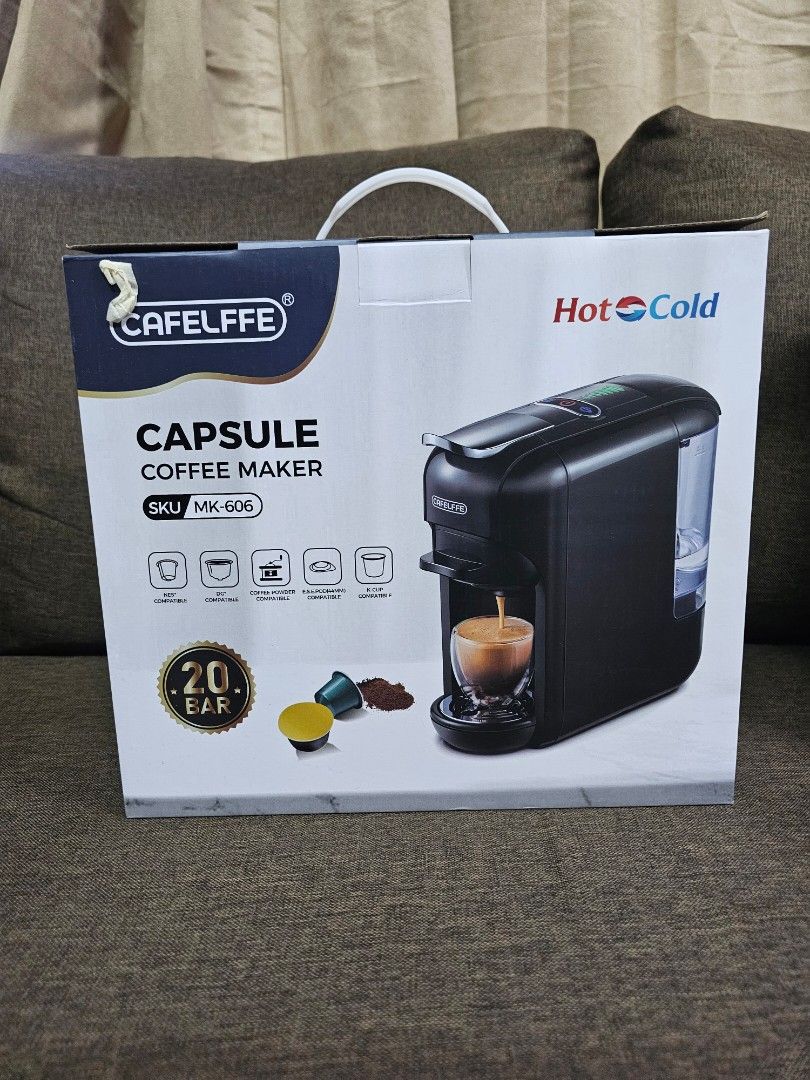 Capsule Coffee Maker (Category: Coffee Machines & Makers) located in Manila. Submitted by samgonzales24 (Listing ID 1440368728, Image 1). Description: Cafelffe Capsule Coffee Maker, brand new. I have 2 units. Open for nego. If within BGC or Bacoor, free delivery.